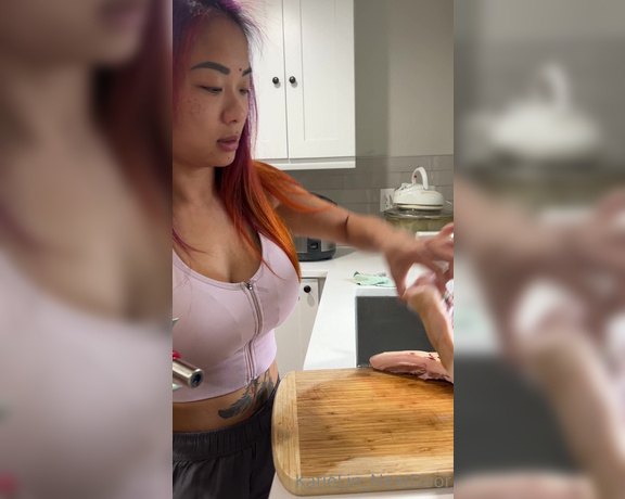 Katie Lin  Next Door aka Katielin_nextdoor OnlyFans - Testing out my new blow torch for a meal I’m making… yeah… im hot, can party hard AND COOK