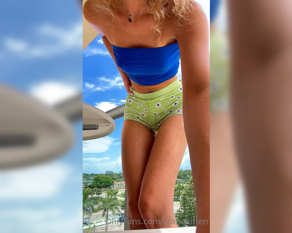 Crazie Kitten aka Craziekitten OnlyFans - Filming these on the balcony infront of the pool is making me so horny 2