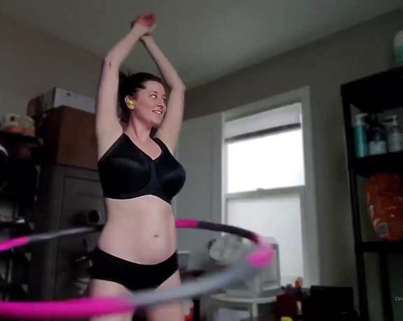 KCupQueen aka Kcupqueen OnlyFans - New workout clip! Hula hoop, stretching, elliptical, and shower! Send a tip if youd like to be my