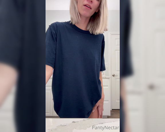 PantyNectar aka Pantynectar OnlyFans - Would you pump me full of cum if you saw I didn’t have panties on under my big t shirt(