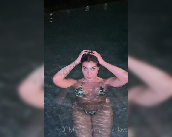 Emily aka Emjayplays OnlyFans - Should I film a bg scene at night in this pool