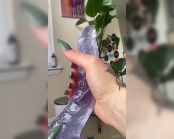 awlivv aka Awlivv OnlyFans - Look how pretty and spitty my hand looked on this dildo after giving it a little love swipe for 2