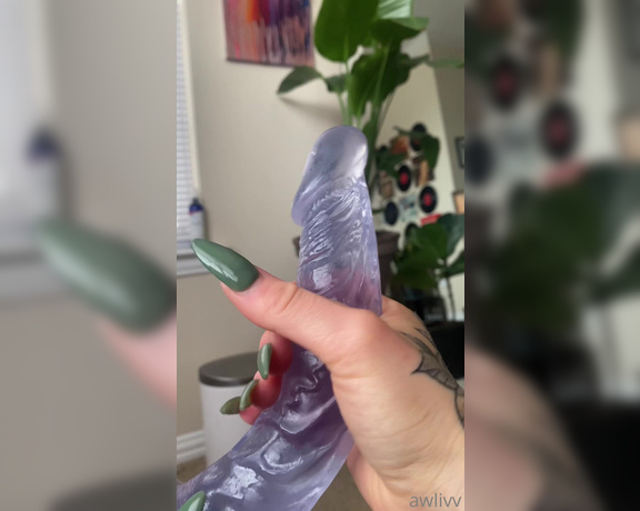 awlivv aka Awlivv OnlyFans - Look how pretty and spitty my hand looked on this dildo after giving it a little love swipe for 2