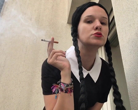 Goddess Vanessa Wednesday Cosplay Smoking