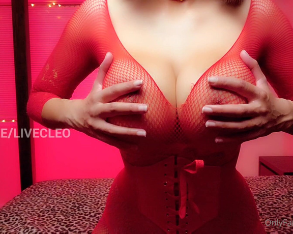 Cleo Patra aka Livecleo OnlyFans - Pt 2 of 2! Lady in Red playing with her huge tits until you cum! Next week Pt 1  foot tease!