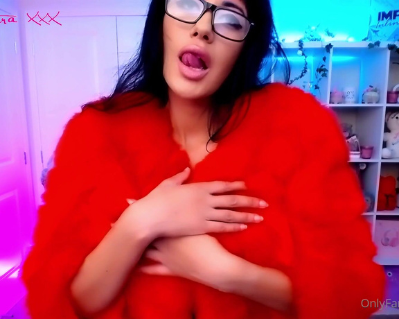 Cleo Patra aka Livecleo OnlyFans - Red Fur Coat  Drink my milk and Cum all over my tits