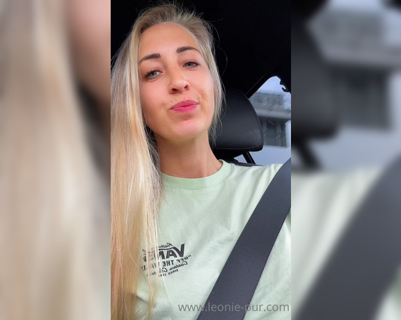 LeoniePur aka Leoniepur OnlyFans - Hot big boobies greetings out of the car… Should I come visit you on my trip Im in Kiel, Germany