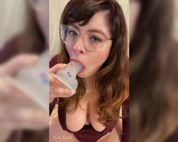 Bea York aka Beayork OnlyFans - [315] Just some mild teasing and then suddenly wild and sloppy deep throating this pretty dildo