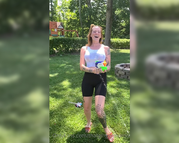 Morgan aka Thatgingermomo OnlyFans - Wanna have a water fight
