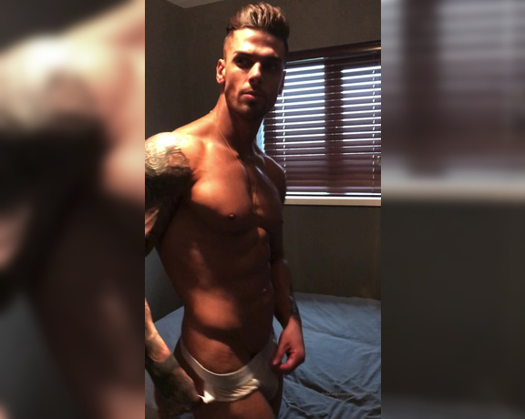 Pump Action aka Pumpaction OnlyFans - Behind the scenes shoot of @juicyjayuk posing in bedroom in a jockstrap