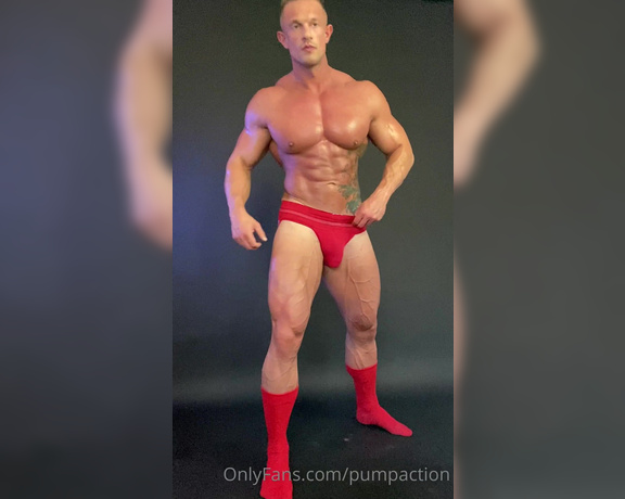 Pump Action aka Pumpaction OnlyFans - @charlielondon posing in a red bulging jock