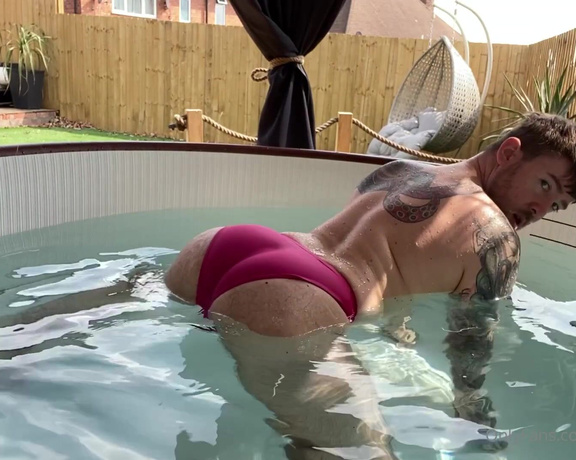 Pump Action aka Pumpaction OnlyFans - Me trying to pose for a shot in my hot tub with tight cherry coloured pants