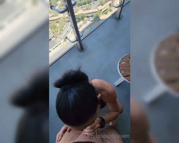 HisExoticVixen aka Hisexoticvixen OnlyFans - Nothing like a little morning BJ on the private vegas balcony that ends with my tits covered in cum