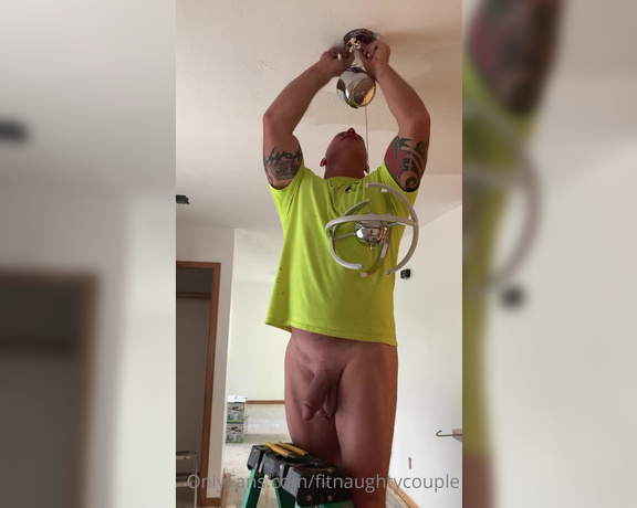 FitNaughtyCouple aka Fitnaughtycouple OnlyFans - I’d hire this electrician any damn day!!!! Big cock floppin around yes please!!!!