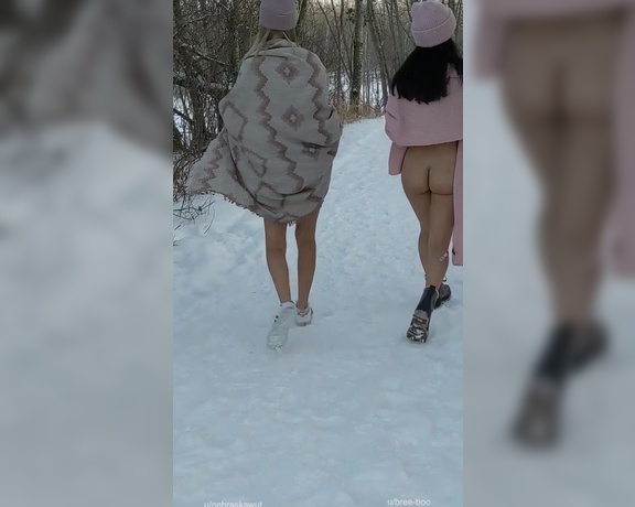 Bree Boo aka Breeboo OnlyFans - Enjoy this video of my naked walk in the snow with @Nebraskawut! It was freezing outside but