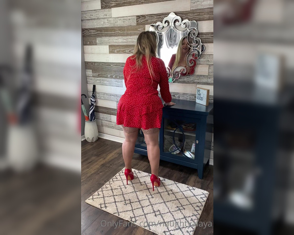 Naughty Alaya aka Naughtyalaya OnlyFans - Katie’s fashion corner presents this hot lil red dress heels and Wolfords Cum all over my tits and