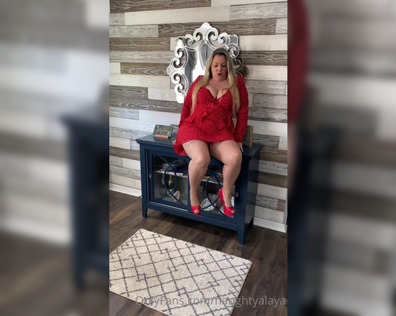 Naughty Alaya aka Naughtyalaya OnlyFans - Katie’s fashion corner presents this hot lil red dress heels and Wolfords Cum all over my tits and