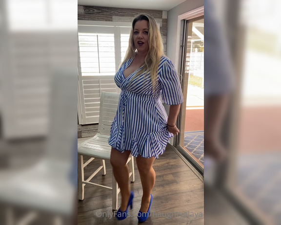 Naughty Alaya aka Naughtyalaya OnlyFans - Katie’s fashion corner presents this sexy summer blue dress, hot heels and Wolfords! Are you ready