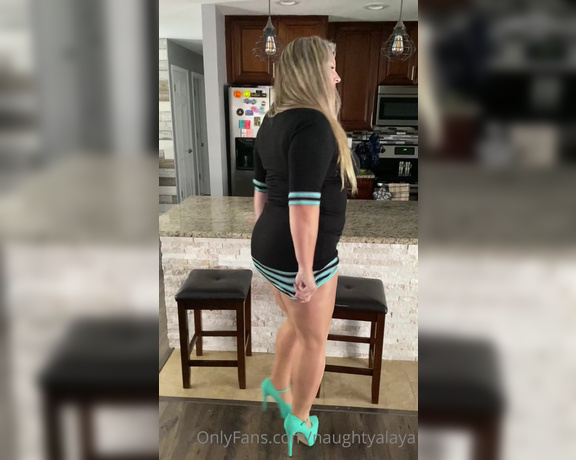 Naughty Alaya aka Naughtyalaya OnlyFans - Katie’s fashion corner presents this hot teal and black dress paired up with sexy Wolfords and tea 2