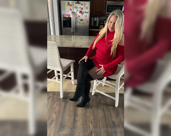 Naughty Alaya aka Naughtyalaya OnlyFans - Katie’s fashion corner presents this hot lil red dress, hot boots and sexy Wolfords Getting ready 2