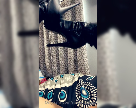 Naughty Alaya aka Naughtyalaya OnlyFans - Hot fuck me Sat in these sexy as thigh high boots Omg look at my smooth milf pussy waiting for