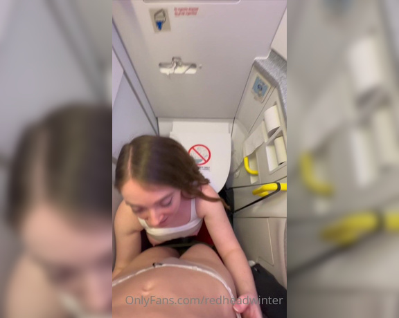 Redheadwinter VIP aka Redheadwinter OnlyFans - WE JOINED THE MILE HIGH CLUB Tiny airplane bathroom GG Titty licking and ass eating!! @bron