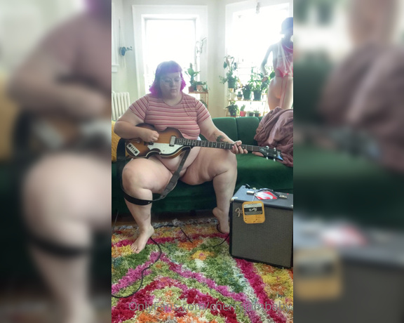 Cherryjambaby -  Bottomless Bass Playing hehe,  Big Tits, Solo, BBW, Tattoo