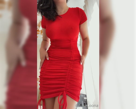 Mini Loonaa aka Miniloonaa OnlyFans - Guyyys, How do I look in red! (Please say beautiful cause I love this dress ) 2