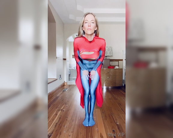 Blonde Mel aka Blondemel OnlyFans - Supergirl Cums I use my vibrator through the crotch zipper to cum so hard!