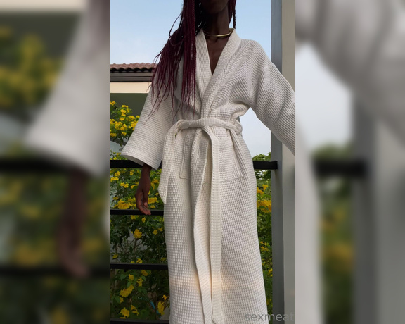 Sexmeat aka Sexmeat OnlyFans - It’s really hot to see the contrast of my tight, slim body and dark skin against this white robe