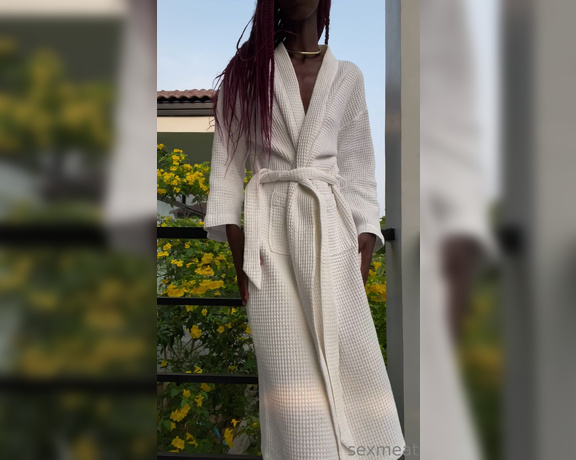 Sexmeat aka Sexmeat OnlyFans - It’s really hot to see the contrast of my tight, slim body and dark skin against this white robe