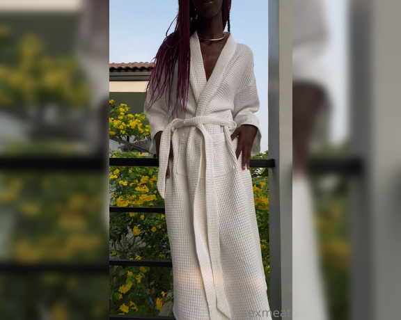 Sexmeat aka Sexmeat OnlyFans - It’s really hot to see the contrast of my tight, slim body and dark skin against this white robe