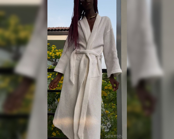 Sexmeat aka Sexmeat OnlyFans - It’s really hot to see the contrast of my tight, slim body and dark skin against this white robe