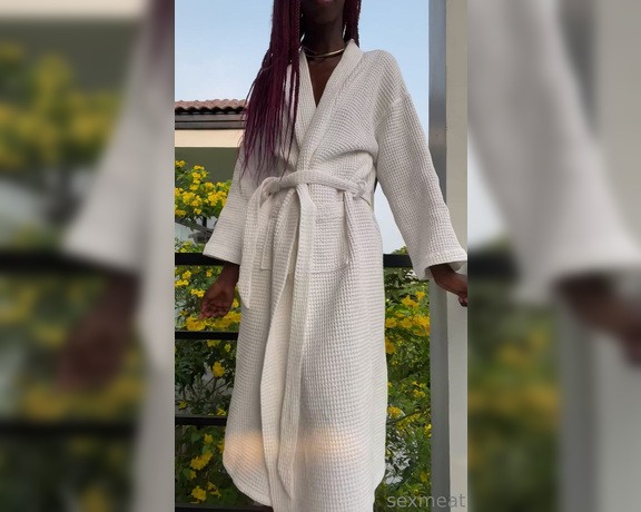 Sexmeat aka Sexmeat OnlyFans - It’s really hot to see the contrast of my tight, slim body and dark skin against this white robe