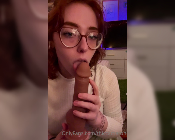 Cam aka Thiccameron OnlyFans - Getting to know my new toy hehehe giving head to a dildo is fucking WEIRD but it did make me miss