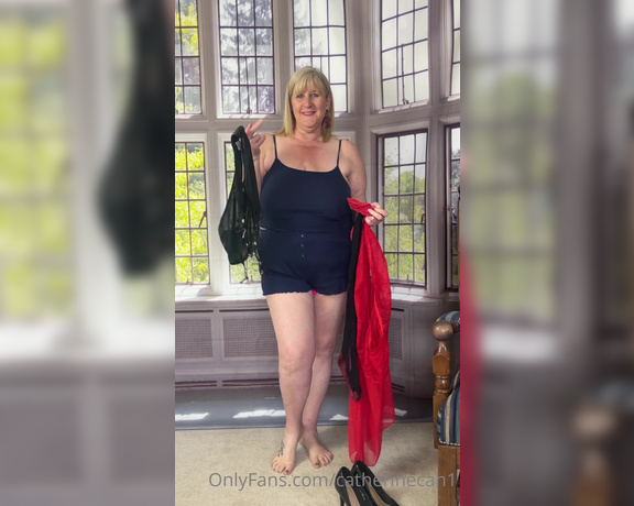 Catherinecan1 aka Catherinecan1 OnlyFans - PJ shorts to little red neglige … click