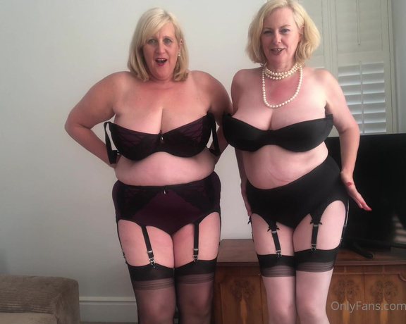 Catherinecan1 aka Catherinecan1 OnlyFans - A naughty striptease with @courtesananna 2 busty blondes, stockings and heels and not a lot else lol