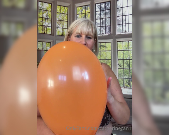 Catherinecan1 aka Catherinecan1 OnlyFans - Balloon blowing, bouncing tits while rubbing the latex with my wet pussy and bang I burst the balloo