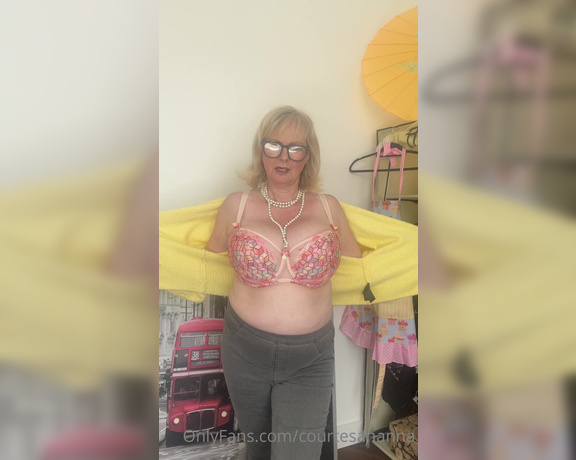 Courtesan Annabel aka Courtesananna OnlyFans - It’s Yellow cardigan Thursday  slip off my bra and the wool rubbing over my nipples