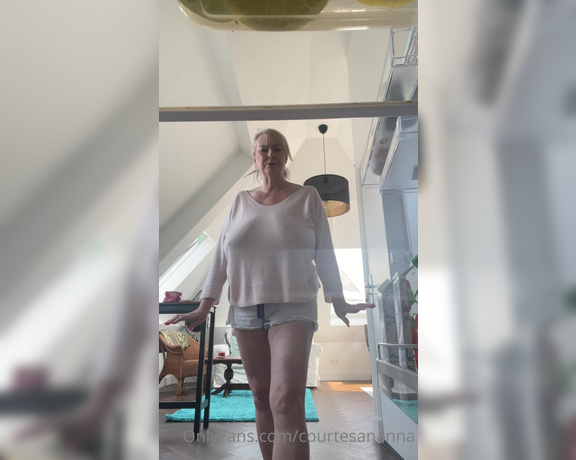 Courtesan Annabel aka Courtesananna OnlyFans - Happy Bank holiday  from my fridge Loose pink thin top, no bra, jiggling boobs It’s brunch time ,
