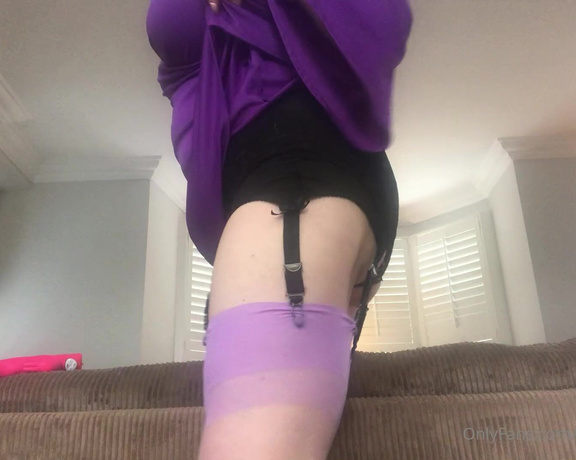 Courtesan Annabel aka Courtesananna OnlyFans - Purple short floaty dress  slipping off my lacy panties and fucking my pussy with my rabbit