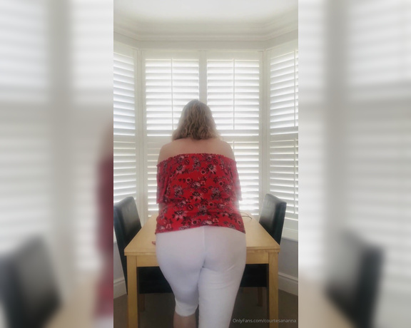 Courtesan Annabel aka Courtesananna OnlyFans - Tight white cropped leggings, top less and strappy heels