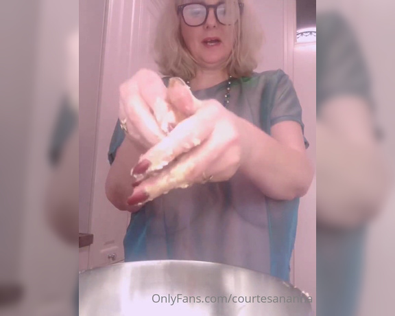 Courtesan Annabel aka Courtesananna OnlyFans - Sheer top baking with sticking our nipples #baking #toplessbaking #sheertop #ASMR #cookingporn