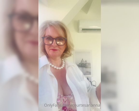 Courtesan Annabel aka Courtesananna OnlyFans - It’s another game show ! in pinkwhite satin bra and panties … and to match my outfit the pink lush