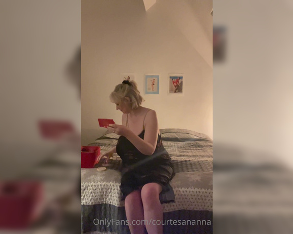 Courtesan Annabel aka Courtesananna OnlyFans - Thought this may help this time of evening ) late night satin slip strip to naked on the bed Happy