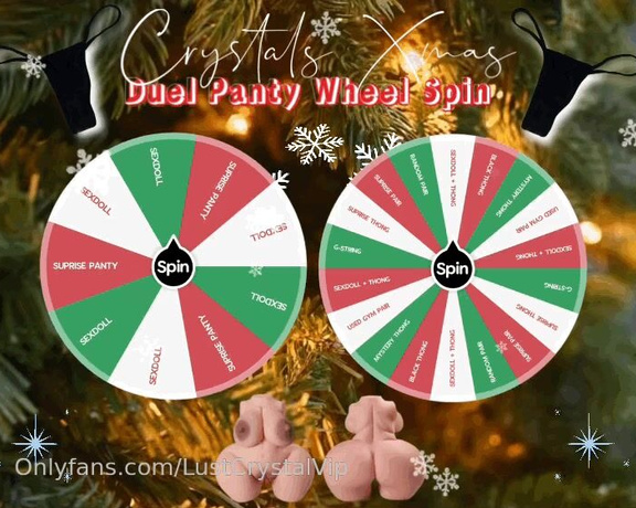 Crystal Lust Vip aka Lustcrystalvip OnlyFans - DUEL XMAS WHEEL SPIN … PANTY EDITION EVERY SPIN COMES W A SPIN ON EACH WHEEL!  1 SPIN = $200