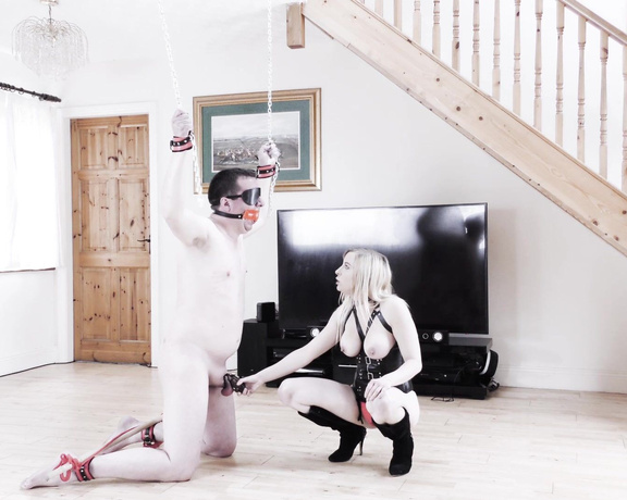 Sophie Shox -  I didnt go easy on this bitch, you have to see it for yourself. First I gagged him with a,  Big Tits, Femdom