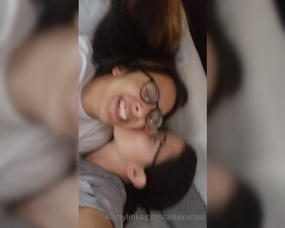 Alex Coal aka Alexxxcoal OnlyFans - Being silly with Kiarra in her bed 1