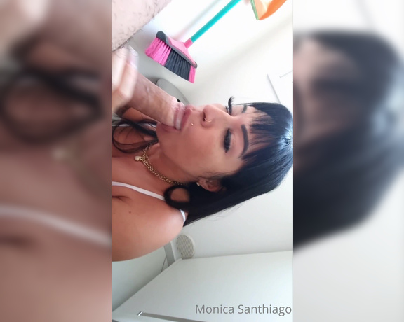 Monica Santhiago XXX aka Monsanthiagoxxx OnlyFans - It was a surprise in the kitchen I sucked him and got a load of cum on my face