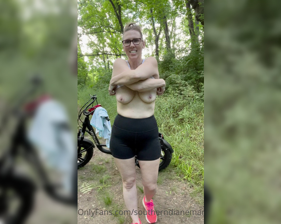 Diane Marie aka Southerndianemarie OnlyFans - Private page version of YTs Bra or No Bra In the woods with my bike and just stripping off my bra